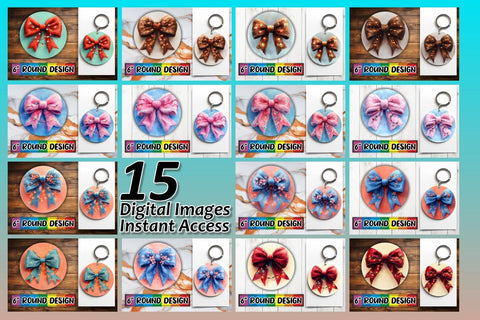 15x Round Sublimation Design Collection , Xmas Bow Sublimation afrosvg 