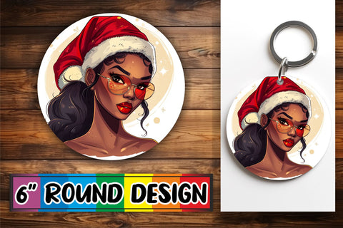 15x Round Sublimation Design Kit , Xmas Girl Sublimation afrosvg 