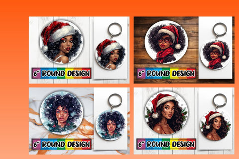 15x Round Sublimation Design Kit , Xmas Girl Sublimation afrosvg 