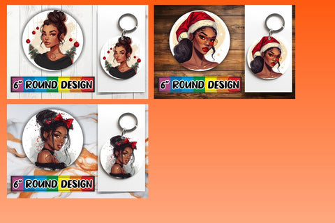 15x Round Sublimation Design Kit , Xmas Girl Sublimation afrosvg 