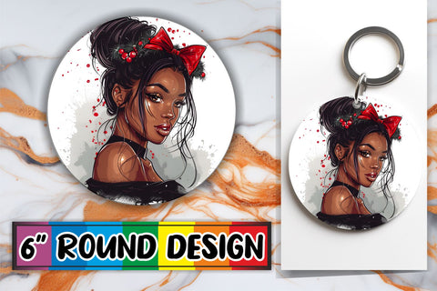 15x Round Sublimation Design Kit , Xmas Girl Sublimation afrosvg 