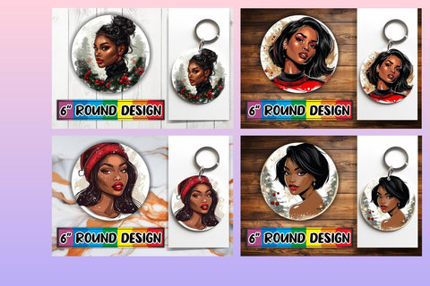 15x Round Sublimation Design Kit , Xmas Girl Sublimation afrosvg 