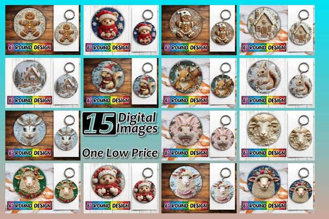 15x Round Sublimation Design Pack , Christmas Sublimation afrosvg 