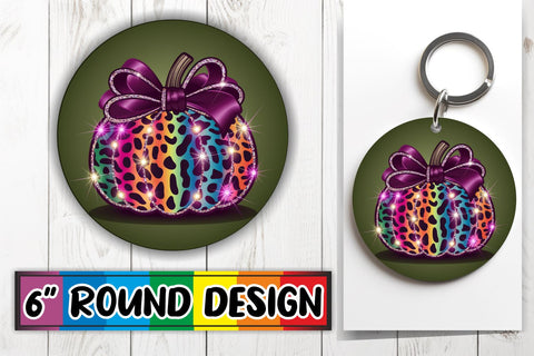 15x Round Sublimation Keychain & Coaster , Neon Fall Sublimation afrosvg 