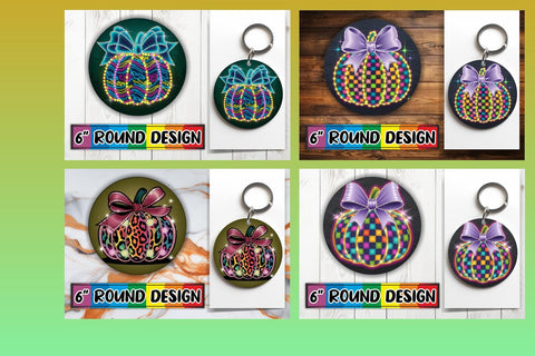 15x Round Sublimation Keychain & Coaster , Neon Fall Sublimation afrosvg 