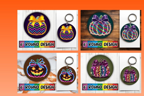 15x Round Sublimation Keychain & Coaster , Neon Fall Sublimation afrosvg 