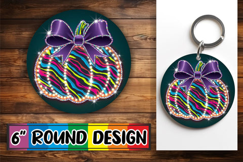 15x Round Sublimation Keychain & Coaster , Neon Fall Sublimation afrosvg 