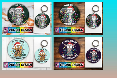 15x Round Sublimation Keychain & Coaster , Xmas Sublimation afrosvg 