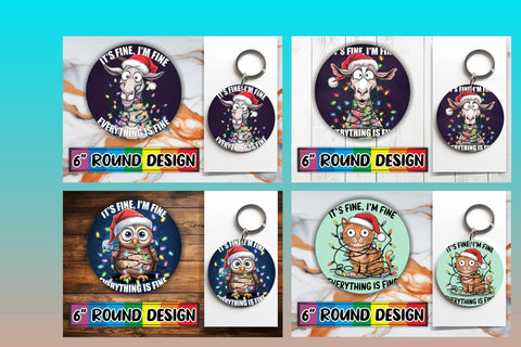 15x Round Sublimation Keychain & Coaster , Xmas Sublimation afrosvg 