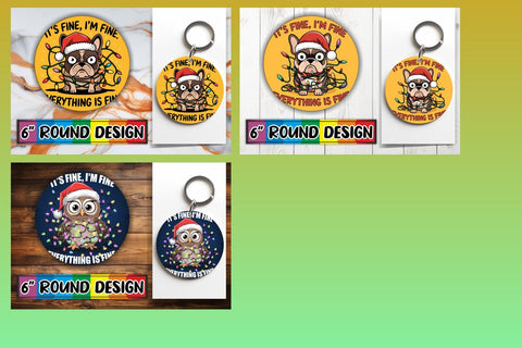 15x Round Sublimation Keychain & Coaster , Xmas Sublimation afrosvg 