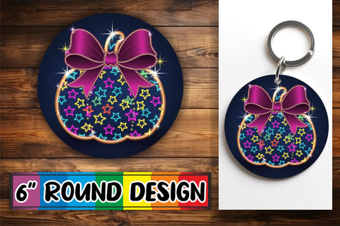15x Round Sublimation Keychain Designs , Neon Fall Sublimation afrosvg 
