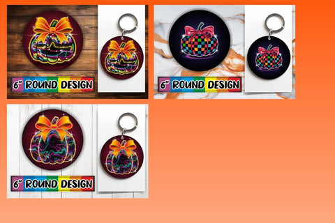 15x Round Sublimation Keychain Designs , Neon Fall Sublimation afrosvg 