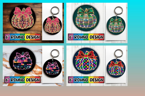 15x Round Sublimation Keychain Designs , Neon Fall Sublimation afrosvg 