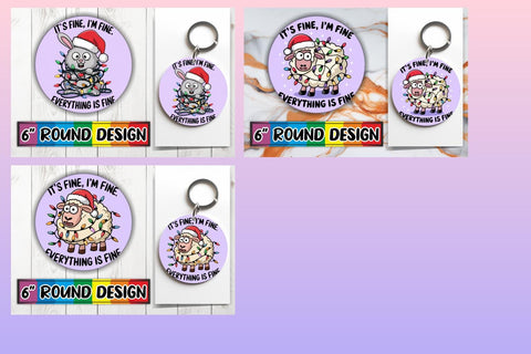 15x Round Sublimation Keychain Designs , Xmas Sublimation afrosvg 