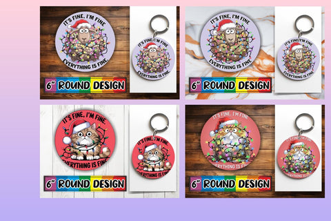 15x Round Sublimation Keychain Designs , Xmas Sublimation afrosvg 