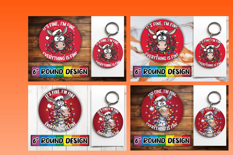 15x Round Sublimation Keychain Designs , Xmas Sublimation afrosvg 