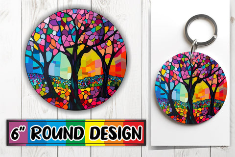 15x Round Sublimation Keychain Pack , Stained Glass Sublimation afrosvg 