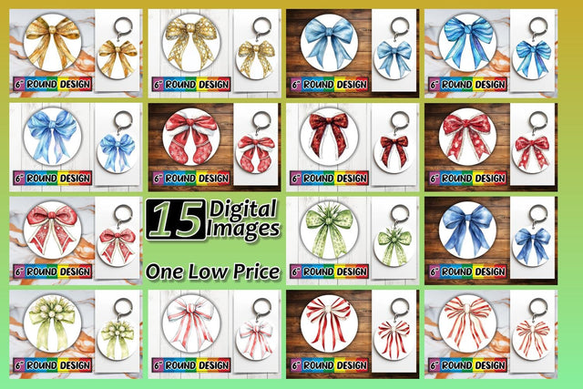 15x Sublimation Keychain Round Designs , Bow Sublimation afrosvg 