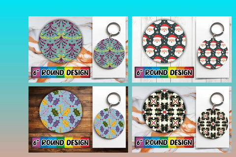 15x Sublimation Keychain Round Designs , Christmas Sublimation afrosvg 