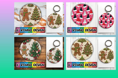 15x Sublimation Keychain Round Designs , Christmas Sublimation afrosvg 