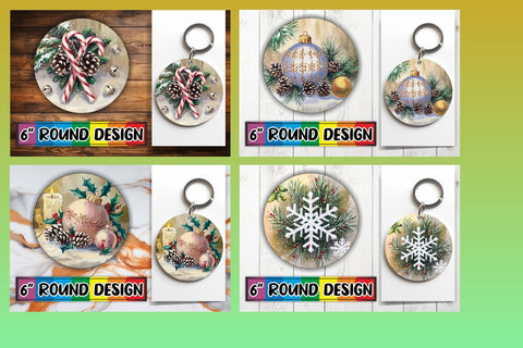 15x Sublimation Keychain Round Designs , Christmas Sublimation afrosvg 
