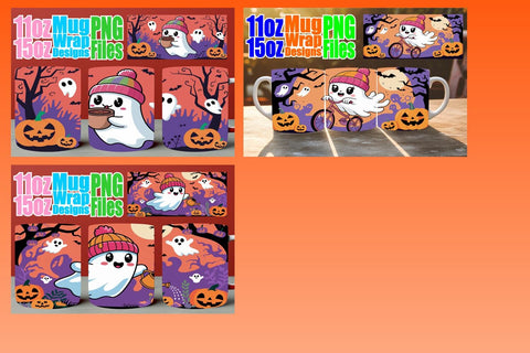 15x Sublimation Mug Wrap , Ghost Sublimation afrosvg 