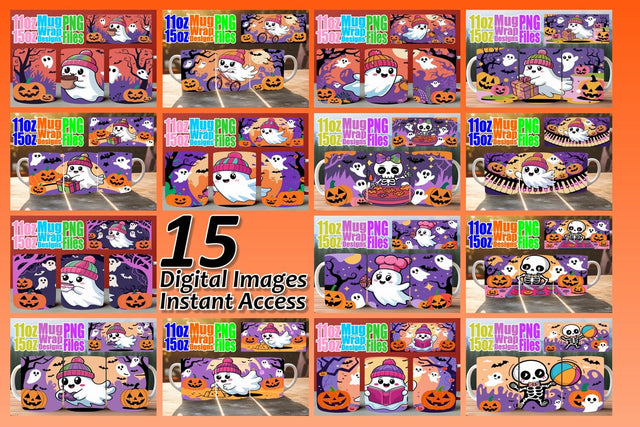 15x Sublimation Mug Wrap , Ghost Sublimation afrosvg 