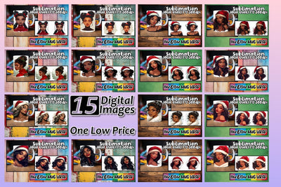 15x Sublimation Mug Wrap , Xmas Girl Sublimation afrosvg 