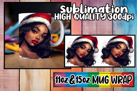 15x Sublimation Mug Wrap , Xmas Girl Sublimation afrosvg 