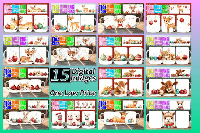 15x Sublimation Mug Wraps , Holiday Sublimation afrosvg 