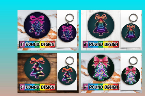 15x Sublimation Round Coaster Pack , Neon Xmas Sublimation afrosvg 
