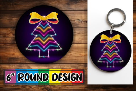 15x Sublimation Round Coaster Pack , Neon Xmas Sublimation afrosvg 