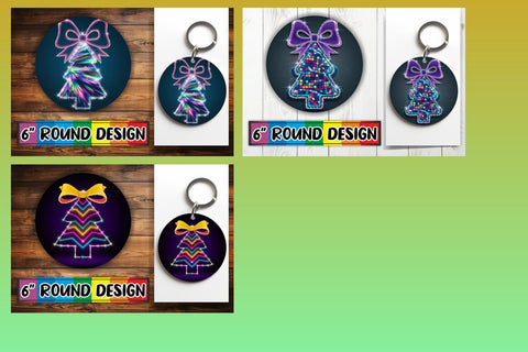 15x Sublimation Round Coaster Pack , Neon Xmas Sublimation afrosvg 