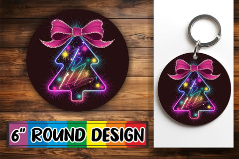 15x Sublimation Round Coaster Pack , Neon Xmas Sublimation afrosvg 