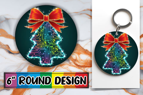 15x Sublimation Round Coaster Pack , Neon Xmas Sublimation afrosvg 