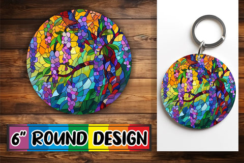 15x Sublimation Round Coaster Pack , Stained Glass Sublimation afrosvg 