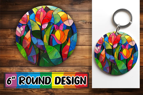 15x Sublimation Round Coaster Pack , Stained Glass Sublimation afrosvg 