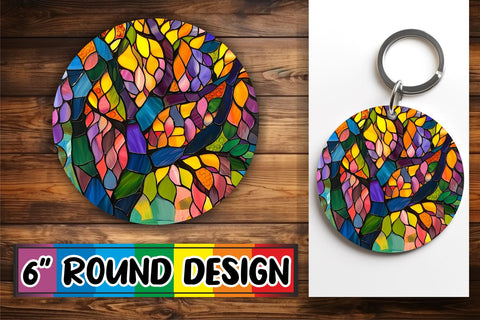 15x Sublimation Round Coaster Pack , Stained Glass Sublimation afrosvg 