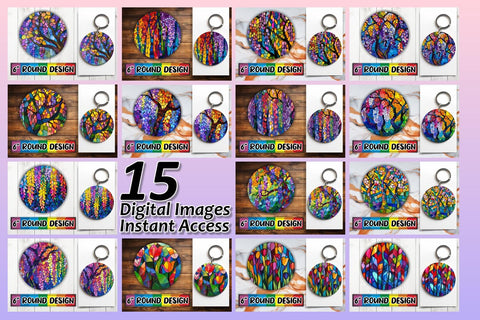 15x Sublimation Round Coaster Pack , Stained Glass Sublimation afrosvg 