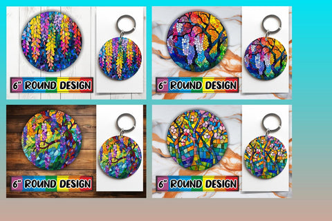 15x Sublimation Round Coaster Pack , Stained Glass Sublimation afrosvg 