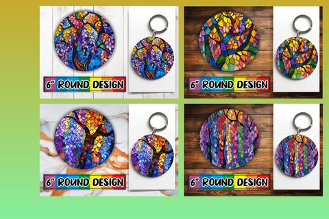 15x Sublimation Round Coaster Pack , Stained Glass Sublimation afrosvg 