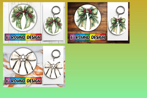15x Sublimation Round Keychain Pack , Bow Sublimation afrosvg 