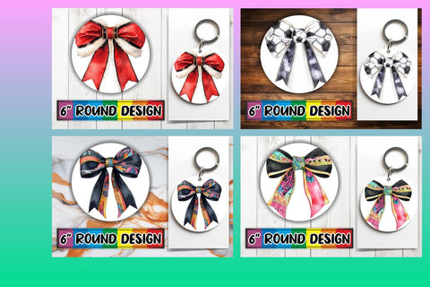 15x Sublimation Round Keychain Pack , Bow Sublimation afrosvg 