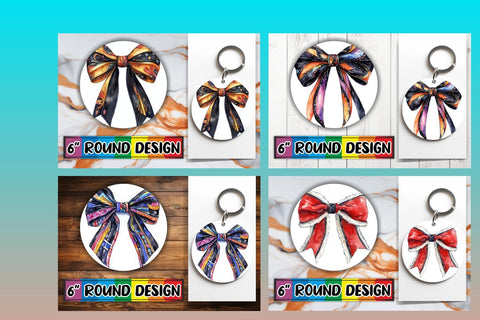 15x Sublimation Round Keychain Pack , Bow Sublimation afrosvg 