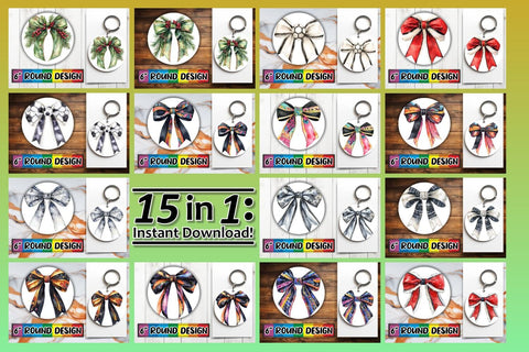 15x Sublimation Round Keychain Pack , Bow Sublimation afrosvg 