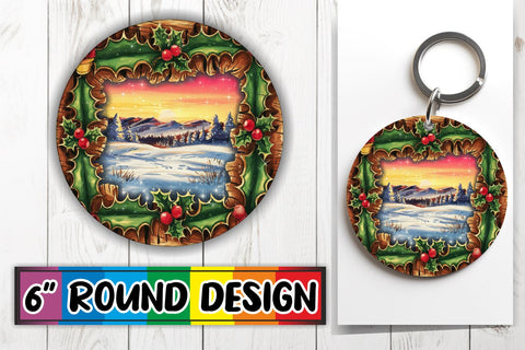 15x Sublimation Round Keychain Pack , Christmas Sublimation afrosvg 