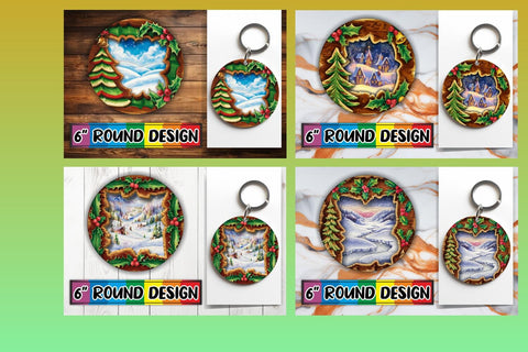 15x Sublimation Round Keychain Pack , Christmas Sublimation afrosvg 