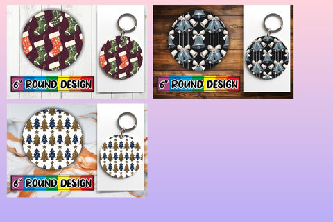 15x Sublimation Round Keychain Pack , Christmas Sublimation afrosvg 