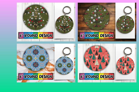 15x Sublimation Round Keychain Pack , Christmas Sublimation afrosvg 
