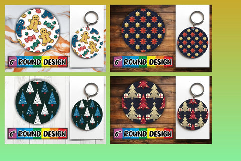 15x Sublimation Round Keychain Pack , Christmas Sublimation afrosvg 